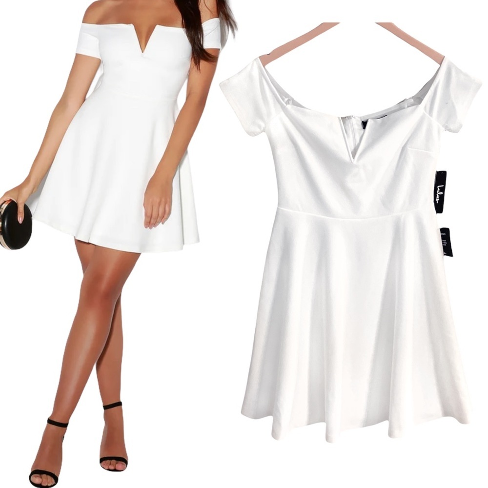 Lulu’s White Off The Shoulder Skater Dress